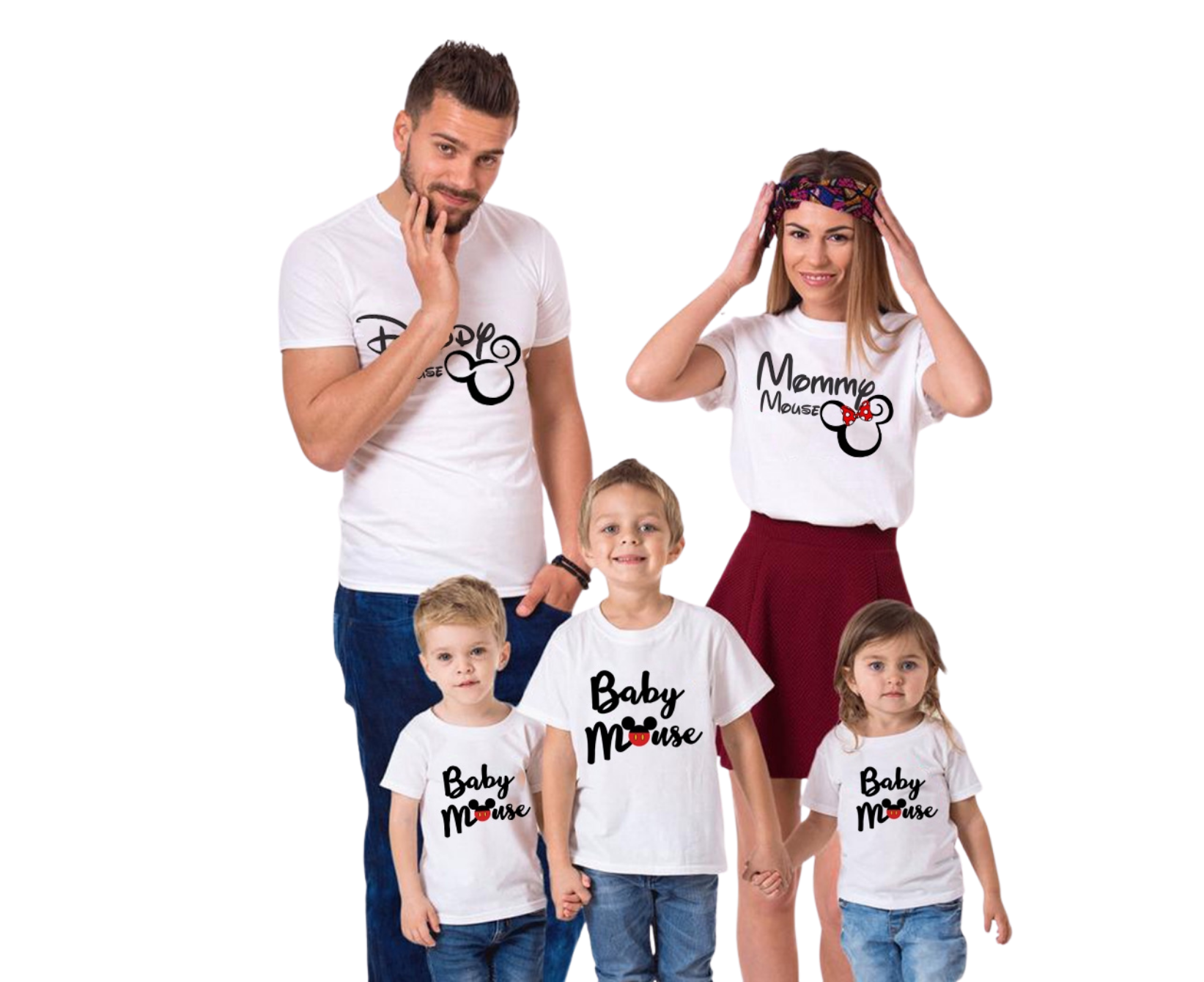 Group of people wearing matching custom t-shirts
